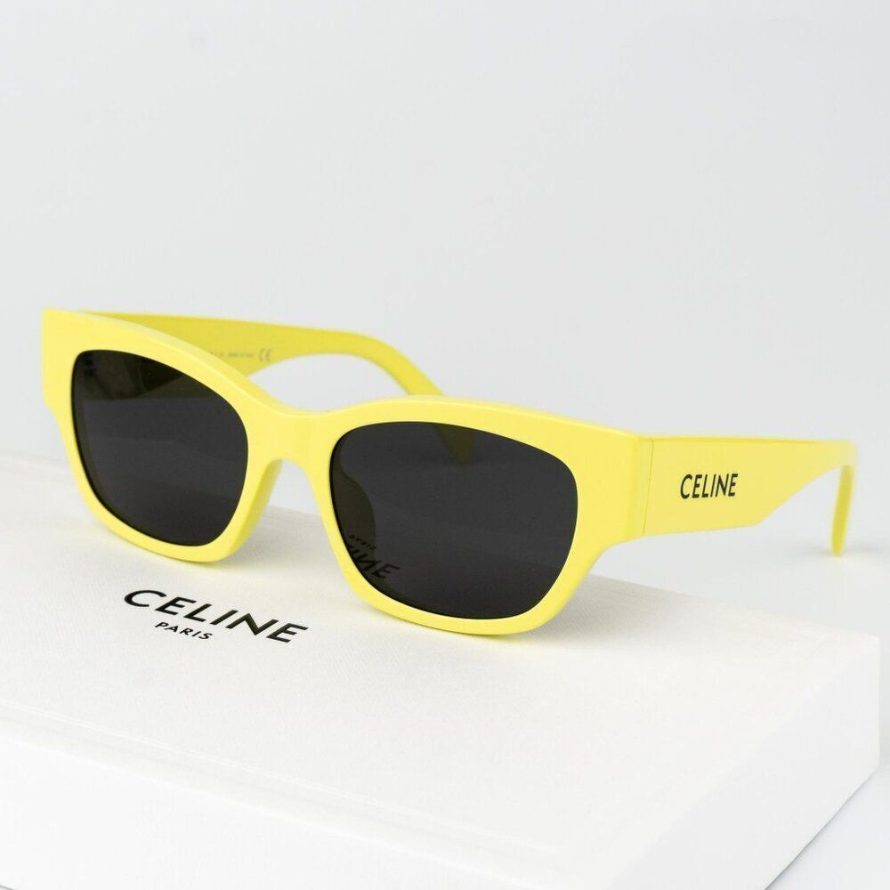 Celine MONOCHROMS Women Sunglasses Lime Green Grey Cat Eye CL40197U 93A